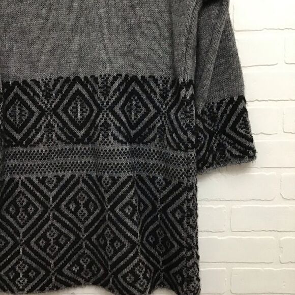 CHIARAMENTE coatigan knit open long duster cardigan sweater wool alpaca black - Picture 5 of 12